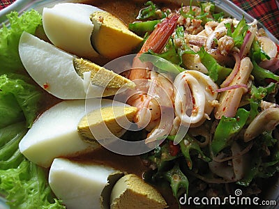 Spicy Winged Bean Salad (Yum Tua Plu) Stock Photo